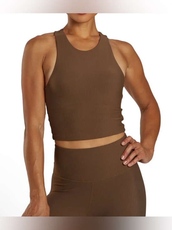 Varley Other - Varley Chocolate Brown Ribbed Long Line Racerback Sports Bra - Size S